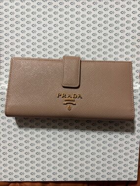 Prada Saffiano Leather Wallet in Taupe Box and Dust Bag included